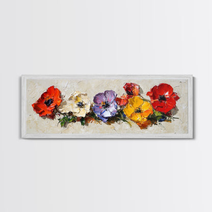 Framed Canvas Wall Art - Wild Flowers - Canvas Print - Impasto Style Oil Painting Print - Floral Botanical Wall Art - Wild Flowers