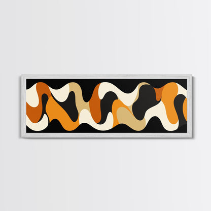 Amber Waves - Framed Canvas Print - Boho Abstract Wall Art - Modern Home Decor - MCM Style Black Background Wall Art