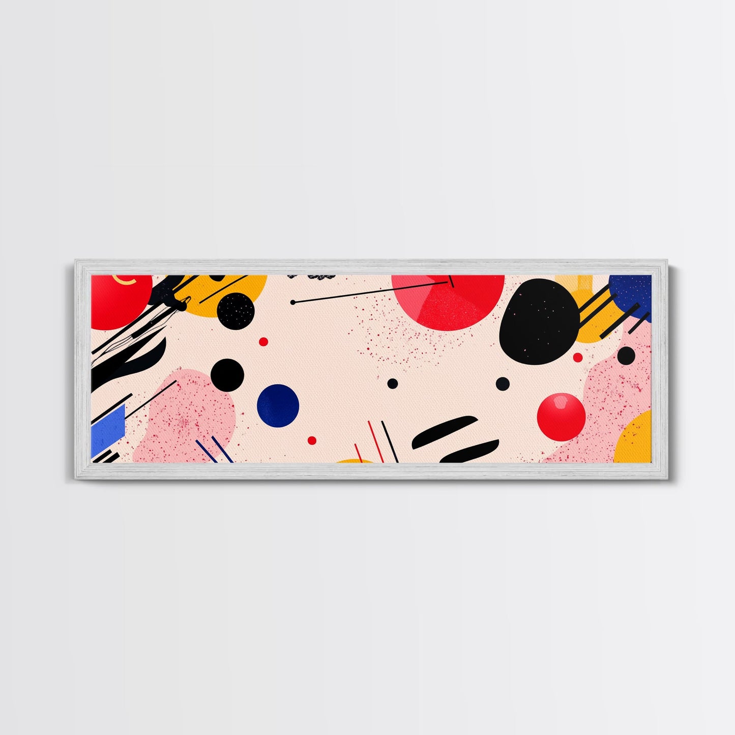 Retro 1990s Inspired Wall Art, Framed Canvas Print, Pink and Cerise Geometric Shapes, Boho Abstract Art, Modern Art / Home Decor