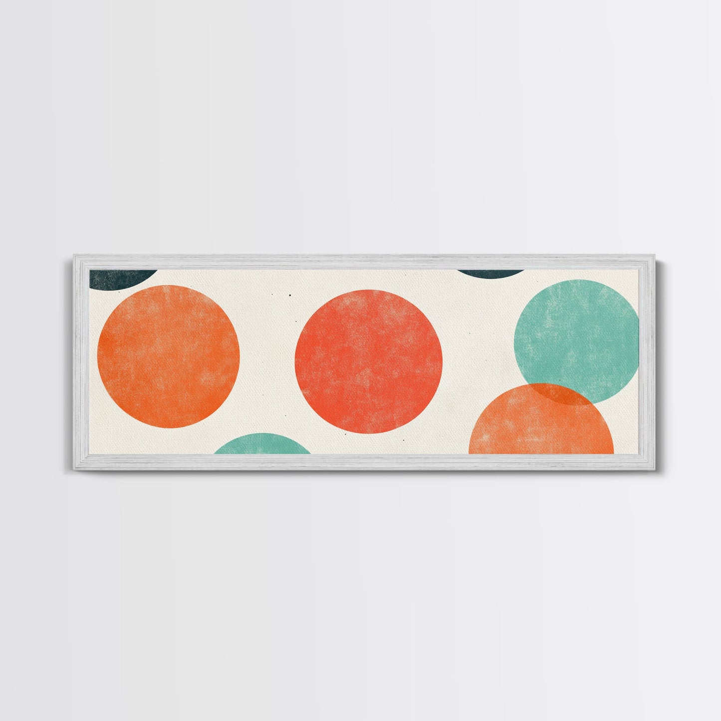 Orange and Green Wabi Sabi Wall Art, Framed Canvas Print, Abstract Wall Art, Minimalist / Neutral Circles Extra Wide Art