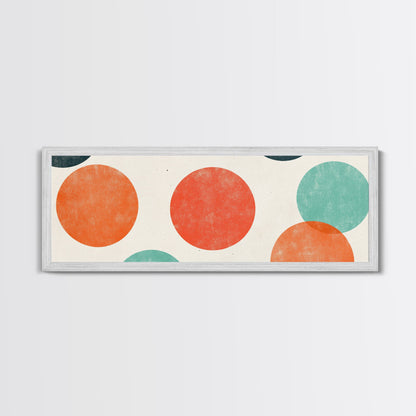 Orange and Green Wabi Sabi Wall Art, Framed Canvas Print, Abstract Wall Art, Minimalist / Neutral Circles Extra Wide Art