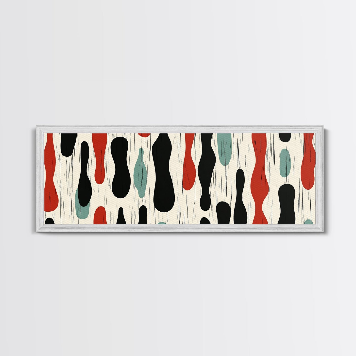 Mid Century Modern Wall Art Framed Canvas - Rain Drops - Panoramic Modern Wall Art Print - Above Bed or Above Sofa Wall Art, Modern Art