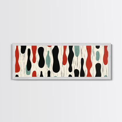 Mid Century Modern Wall Art Framed Canvas - Rain Drops - Panoramic Modern Wall Art Print - Above Bed or Above Sofa Wall Art, Modern Art
