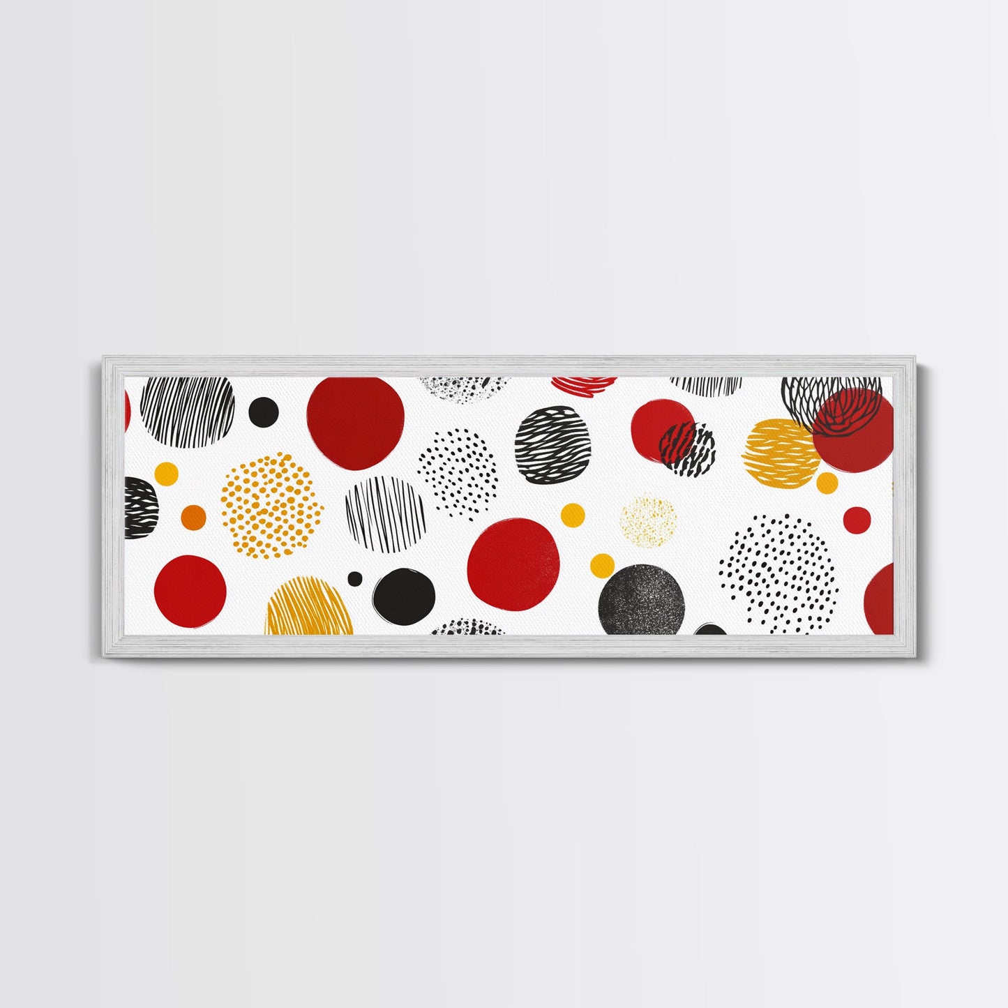 Polk Dots MCM Wall Decor, Framed Canvas, Canvas Print, Midcentury Modern Abstract Art, White Background, Eclectic Kitsch Home Decor