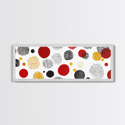 Polk Dots MCM Wall Decor, Framed Canvas, Canvas Print, Midcentury Modern Abstract Art, White Background, Eclectic Kitsch Home Decor
