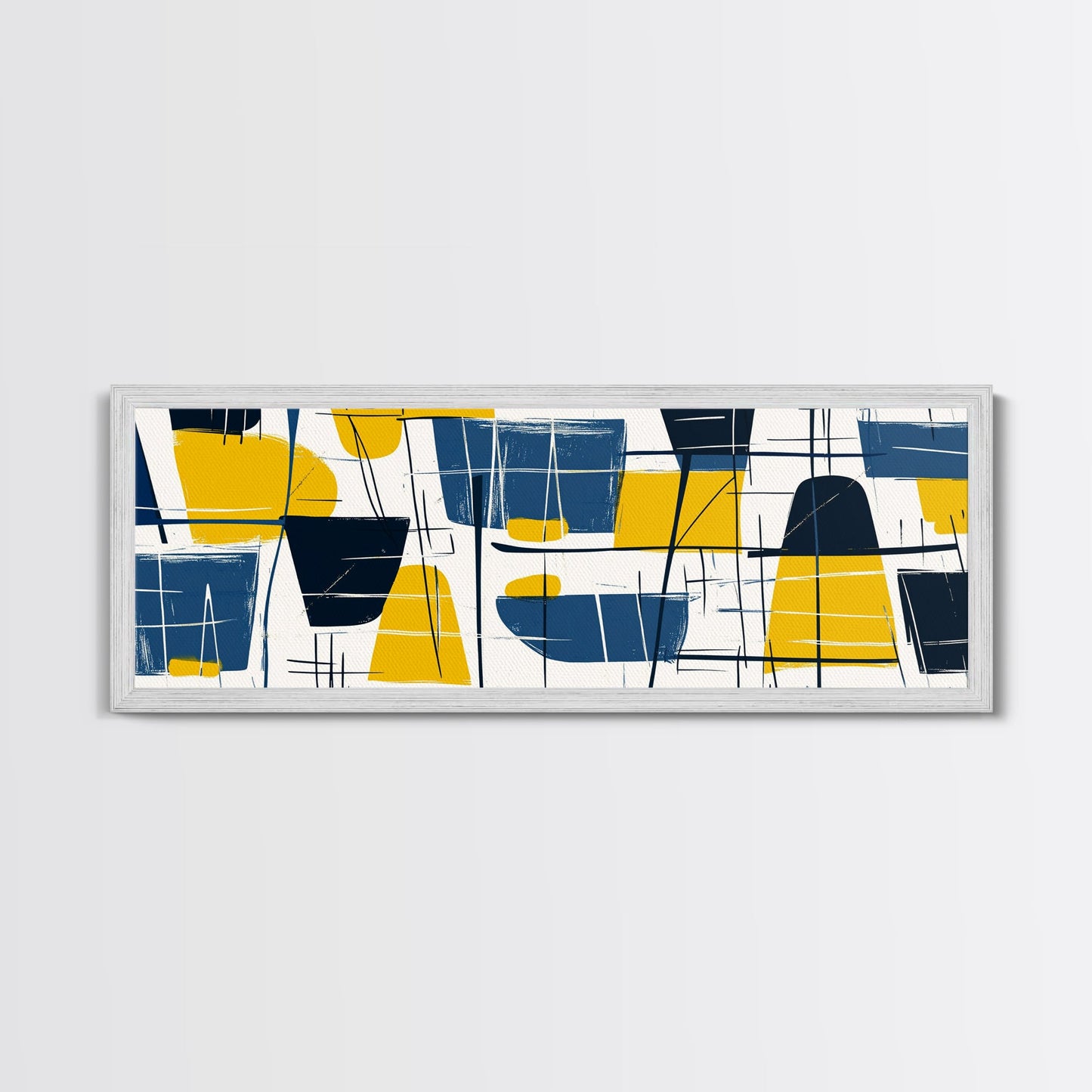 Large Colorful Abstract Painting - Blue, Yellow and Black Abstract Art - Abstract Art Large Canvas Modern Art for Above Sofa
