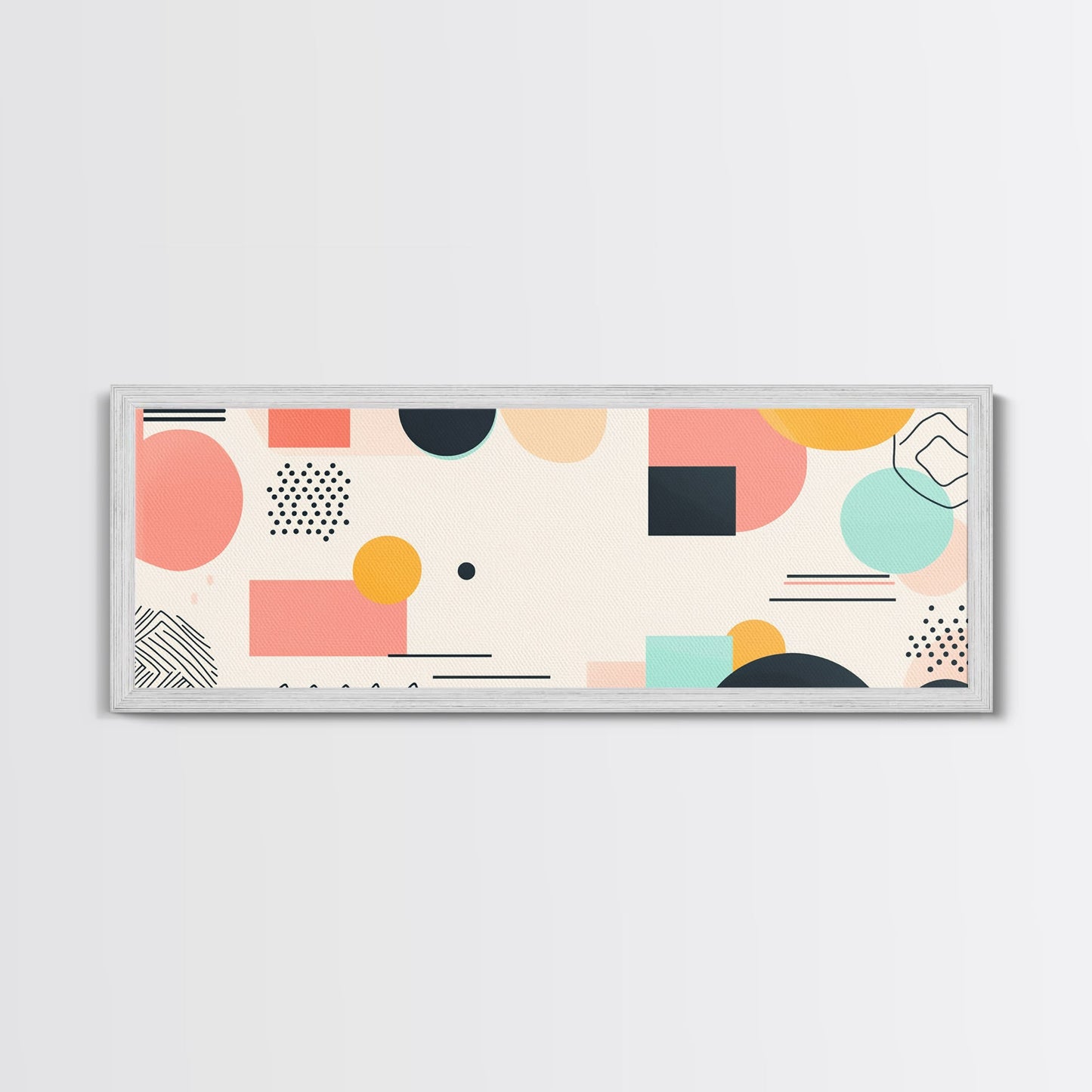 Geometric Abstract Art, Wood Framed Canvas, Canvas Art, Retro 90s Vibes Abstract Home Decor