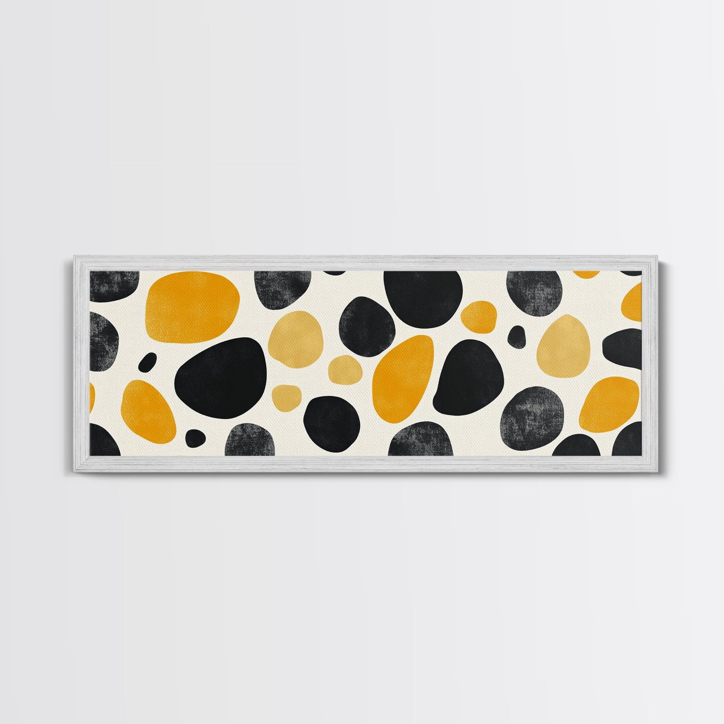 Stones In A River Bed, Frames Canvas Print, Black, Gold and White Abstract Painting Print, Modern Home Decor, Mid Century Modern Wall Art