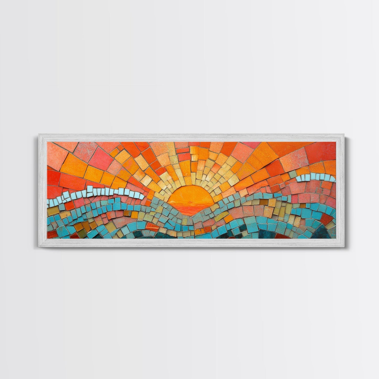 Sunset Mosaic Tiles Canvas Print - Retro Home Decor - MCM Style Wall Art - Above Sofa Canvas Art - Mosaic Artwork