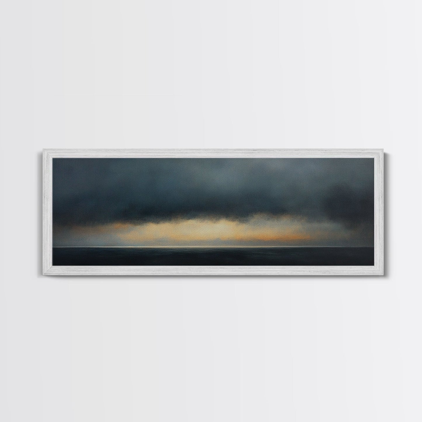 Prelude - Storm Over The Calm Sea - Framed Canvas Print - Dark and Moody Decor - Seascape Painting - Unique Wall Art