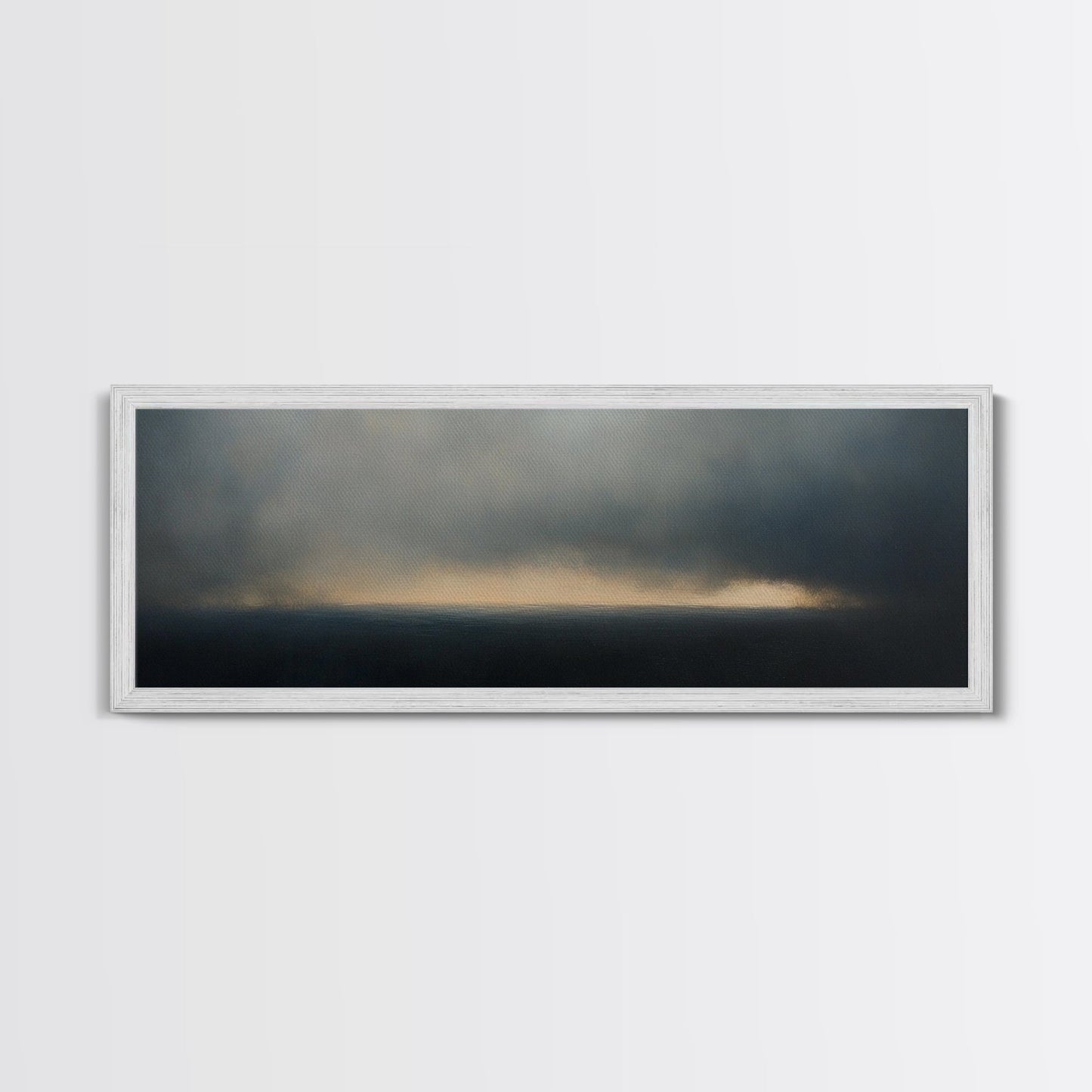 Clouds Over a Stormy Sea, Landscape Oil Painting Print, Panoramic Wall Art, Nature Framed Gallery Art For Living Room Ready To Hang