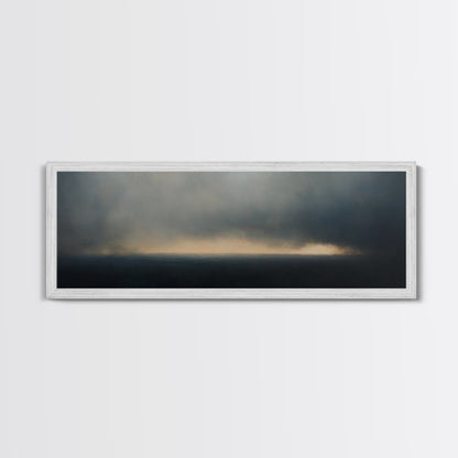 Clouds Over a Stormy Sea, Landscape Oil Painting Print, Panoramic Wall Art, Nature Framed Gallery Art For Living Room Ready To Hang