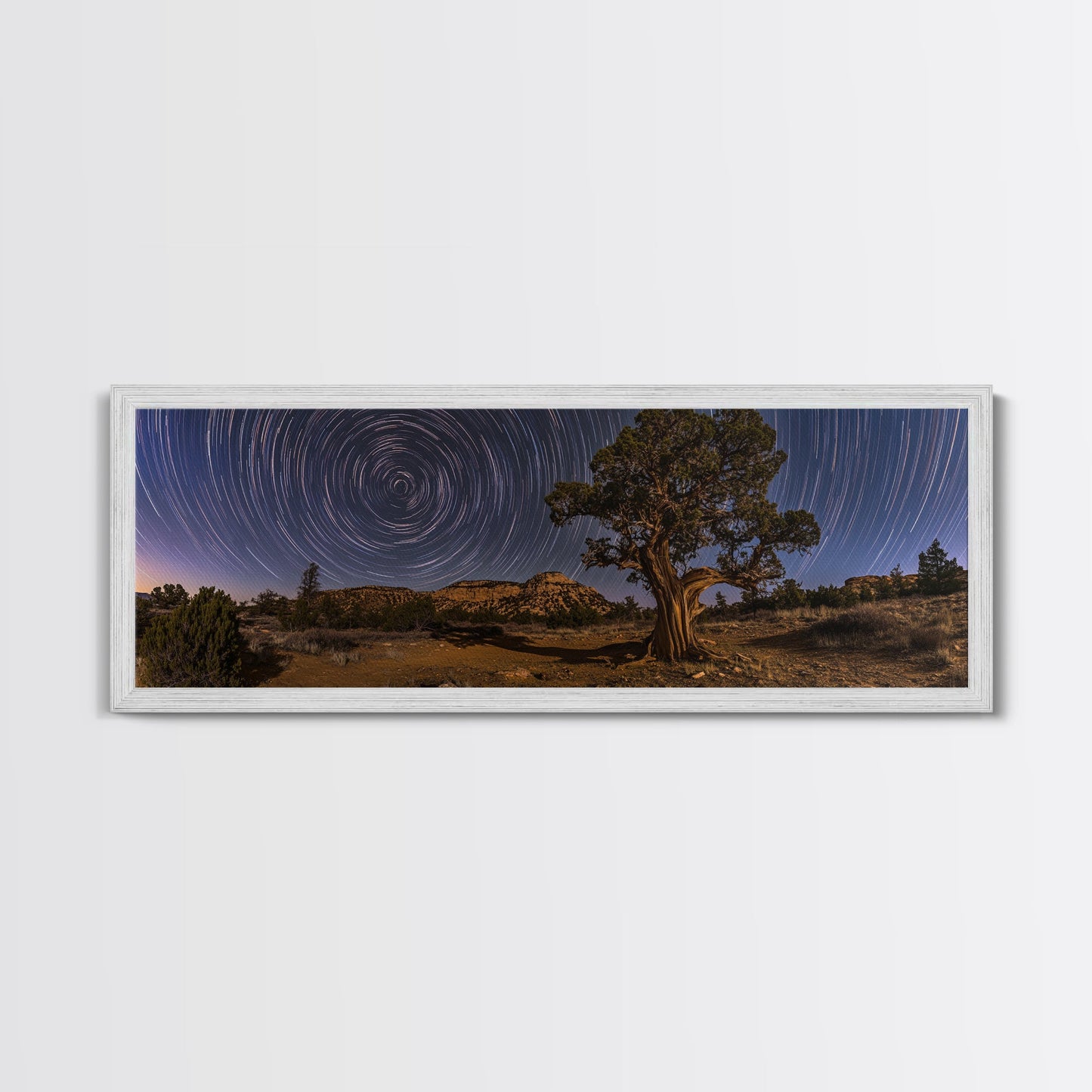 Time Lapse Photography Style Print, Panoramic Wall Art, Starry Night Sky Photo Print, Joshua Tree