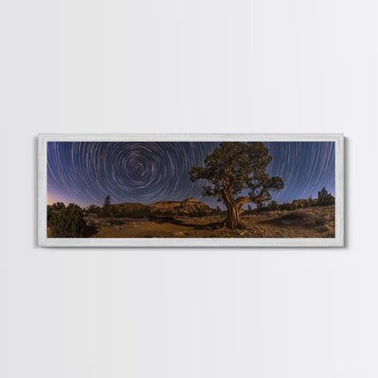 Time Lapse Photography Style Print, Panoramic Wall Art, Starry Night Sky Photo Print, Joshua Tree