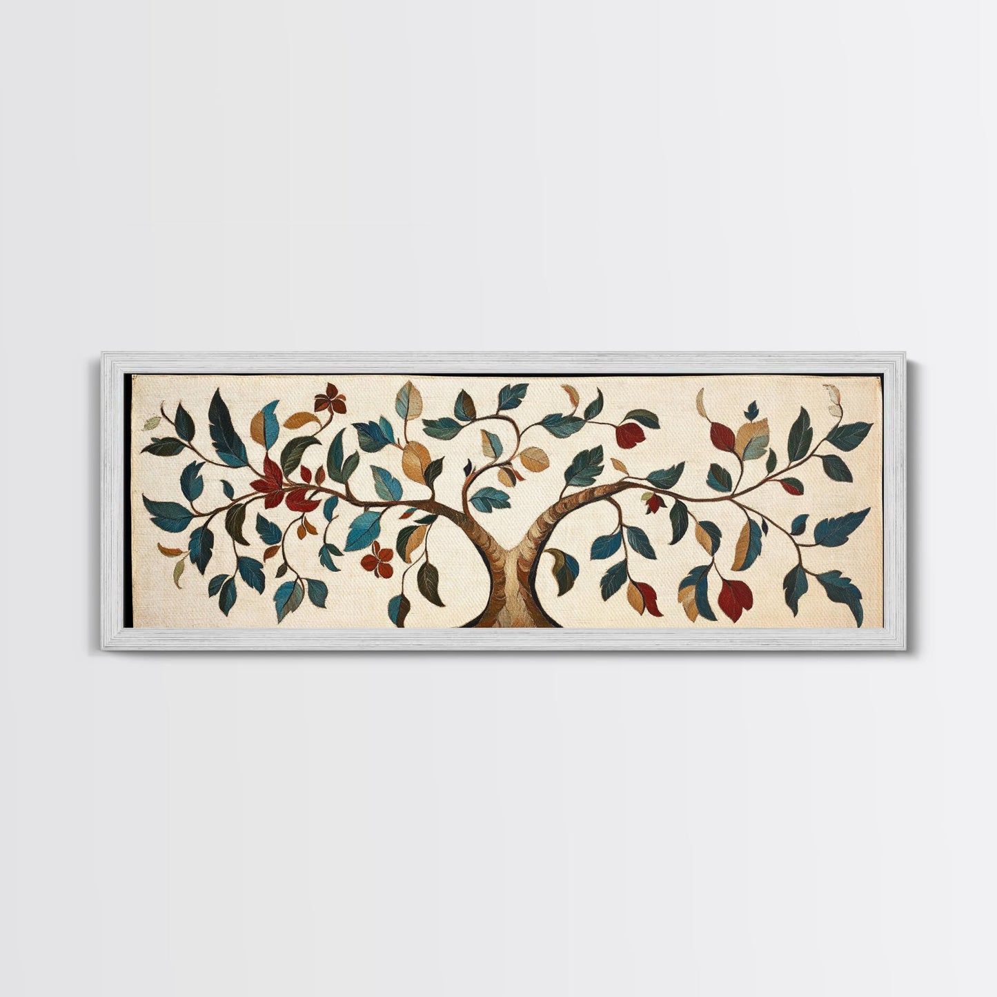 Textile Tree Print - "The Giving Tree" - Framed Canvas Print - Boho Style Wall Art