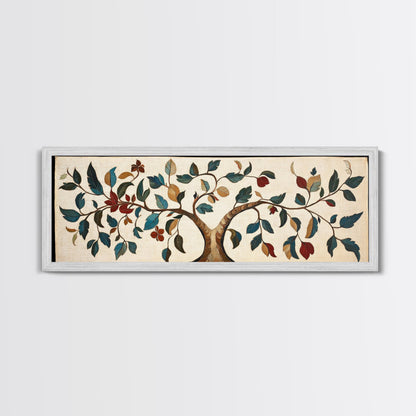 Textile Tree Print - "The Giving Tree" - Framed Canvas Print - Boho Style Wall Art