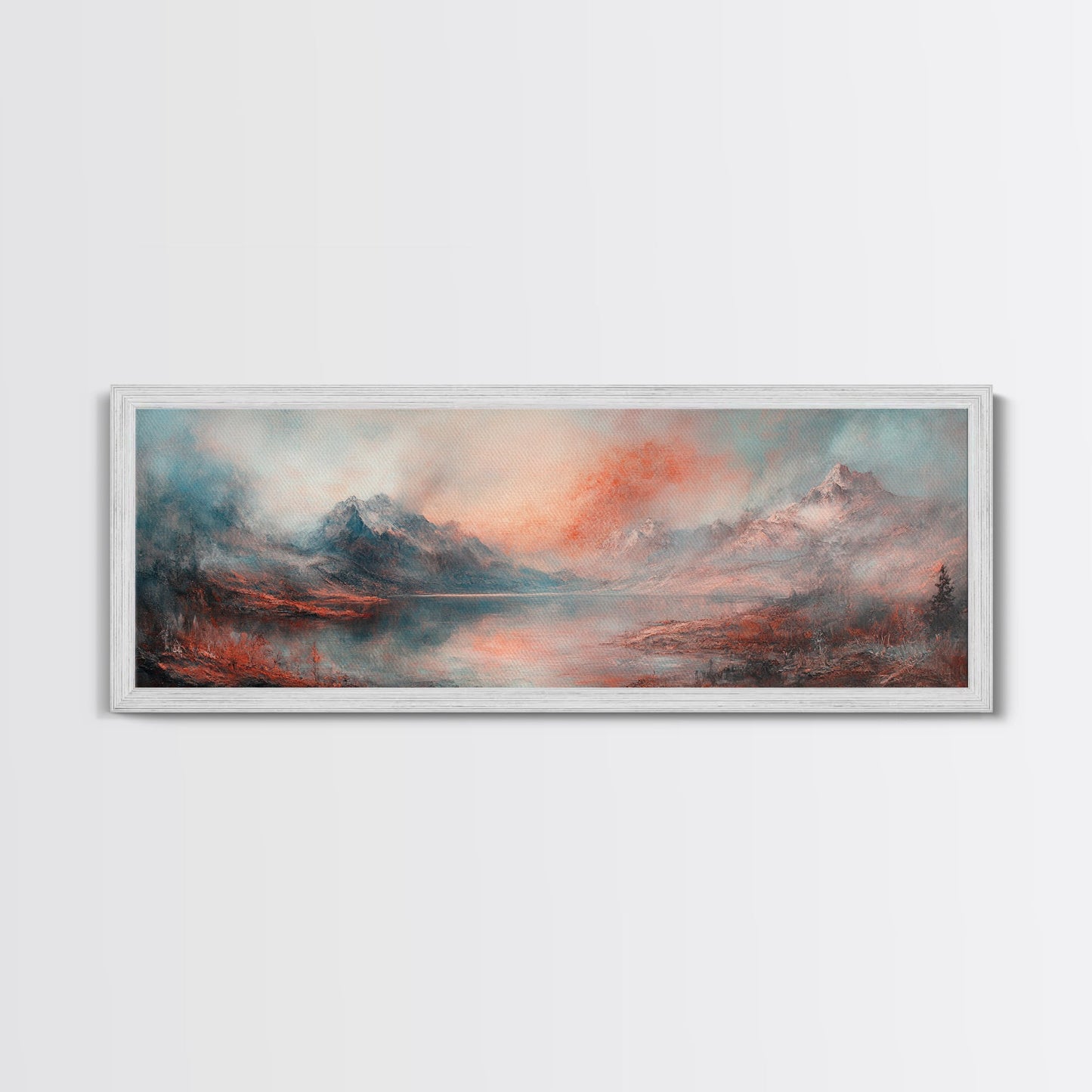 Subdued / Moody Panoramic Landscape Painting Print, Framed Canvas Art Print, Living Room Wall Art, Minimalist Art, Dark Decor