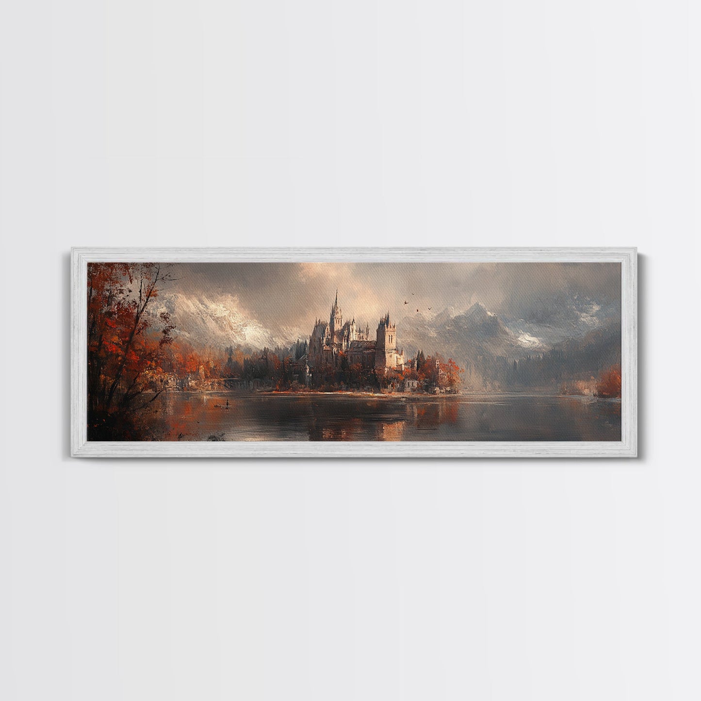 Dark Moonlit Gothic Castle, Framed Canvas Print, Dark Fantasy Painting, Dark Academia, Ready To Hang Art, Moody Decor