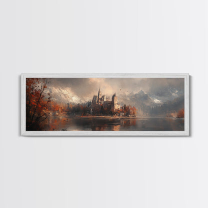 Dark Moonlit Gothic Castle, Framed Canvas Print, Dark Fantasy Painting, Dark Academia, Ready To Hang Art, Moody Decor