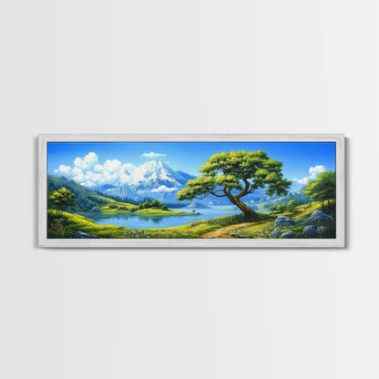 Vintage Oil Painting Canvas Print, Wall Art, Nature Painting, Panoramic Landscape Painting, Large Gallery Art