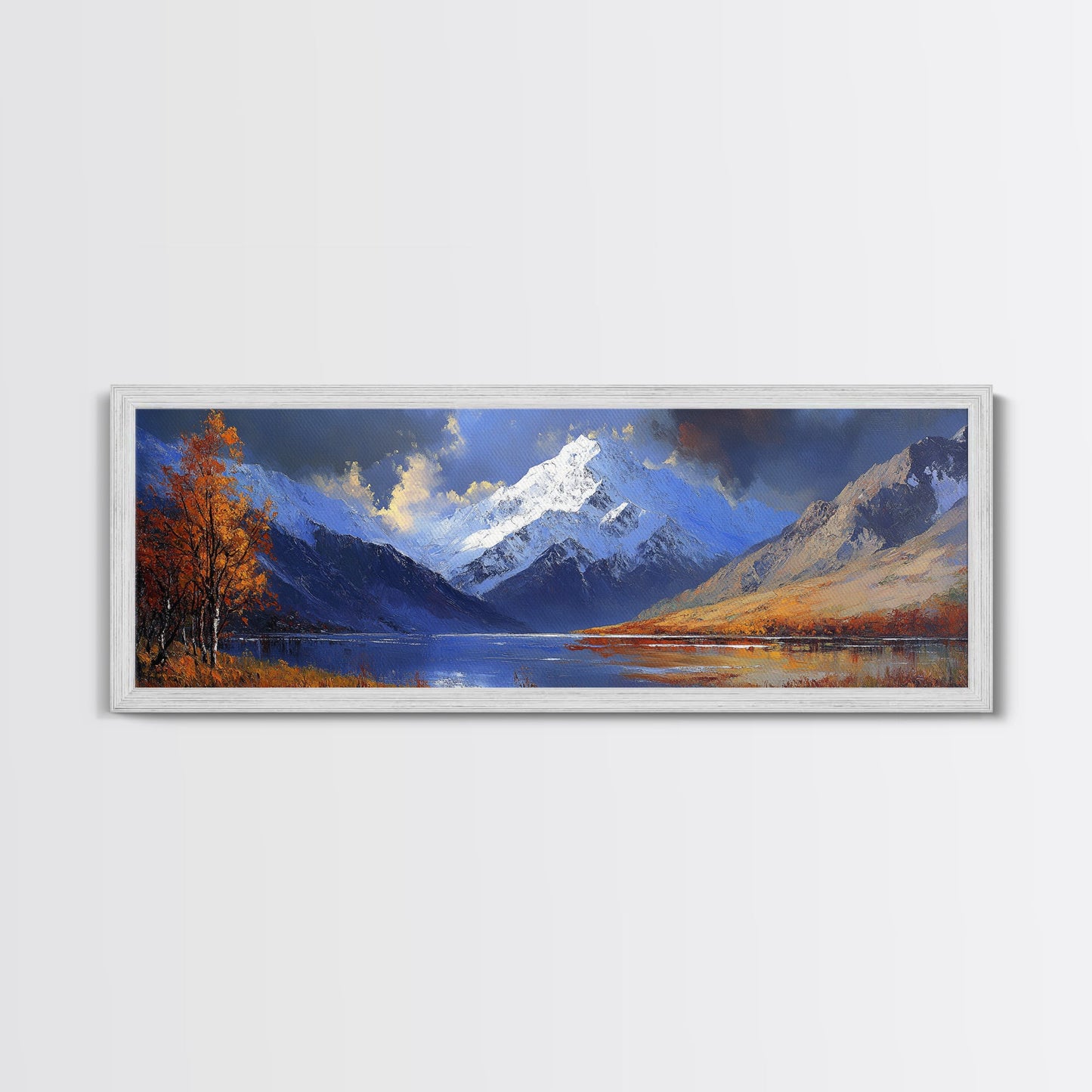 Landscape Wall Art - Framed, Horizontal Landscape Print, Panoramic Landscape Wall Art, Oil Painting Landscape, Above Bed Long Wide Print, Modern Wall Art