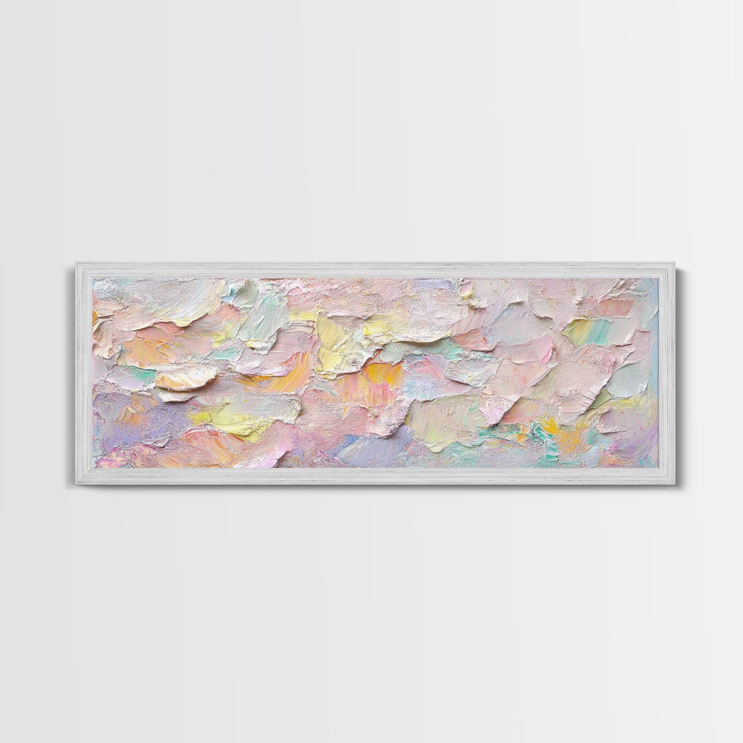 Abstract Moody Floral Wall Art, Framed Canvas Print, Pink and Pastel Wall Art, Large Abstract Flower Texture Wall Art for Above Bed or Sofa