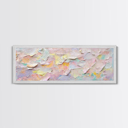 Abstract Moody Floral Wall Art, Framed Canvas Print, Pink and Pastel Wall Art, Large Abstract Flower Texture Wall Art for Above Bed or Sofa