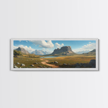 Ancient Arizona, Framed Canvas Print, Prehistoric Monument Valley, Panoramic Oversized Fantasy Wall Art
