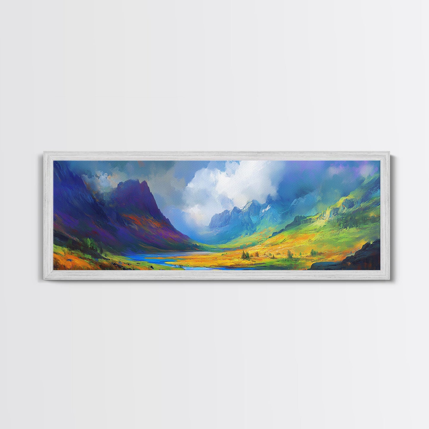 Colorful Fantasy Landscape Painting Print, Oversized Wall Art, Purple and Green Wall Art