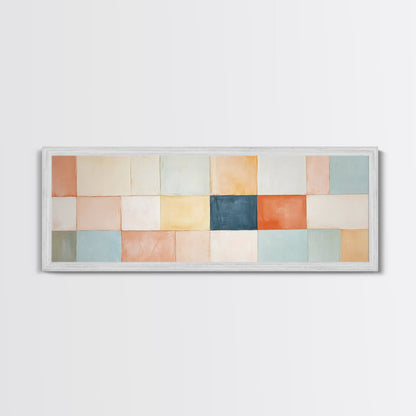 Modern Abstract Framed Canvas | Minimalist Mid Century Modern Wall Art | Large Horizontal Ultra Wide Framed Canvas | MCM Art