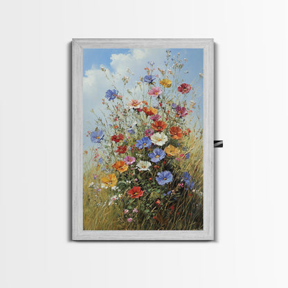 Botanical Wall Art | Oil Painting Botanical Print on Canvas | Wood Framed Boho Farmhouse Print | Large Wall Art | Oversized Wall Decor