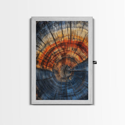 Nordic Style Tree Rings Canvas Print, Modern Farmhouse Rustic Decor, Wood Framed Art, Original Art On Canvas Wood Rings Wall Art Print