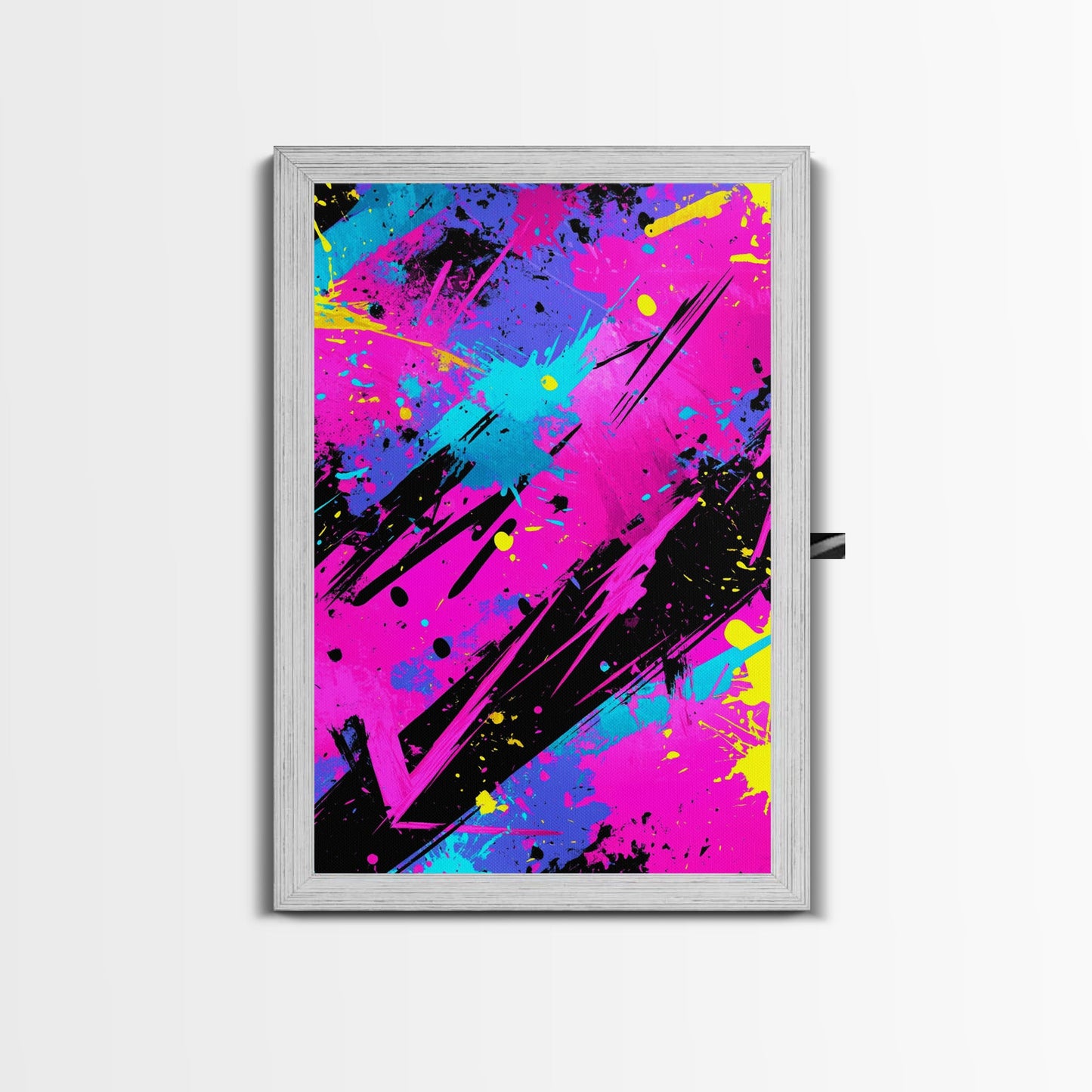 Graffiti Wall Art Splatter Art, Framed Canvas Print, Grunge Style Abstract Art