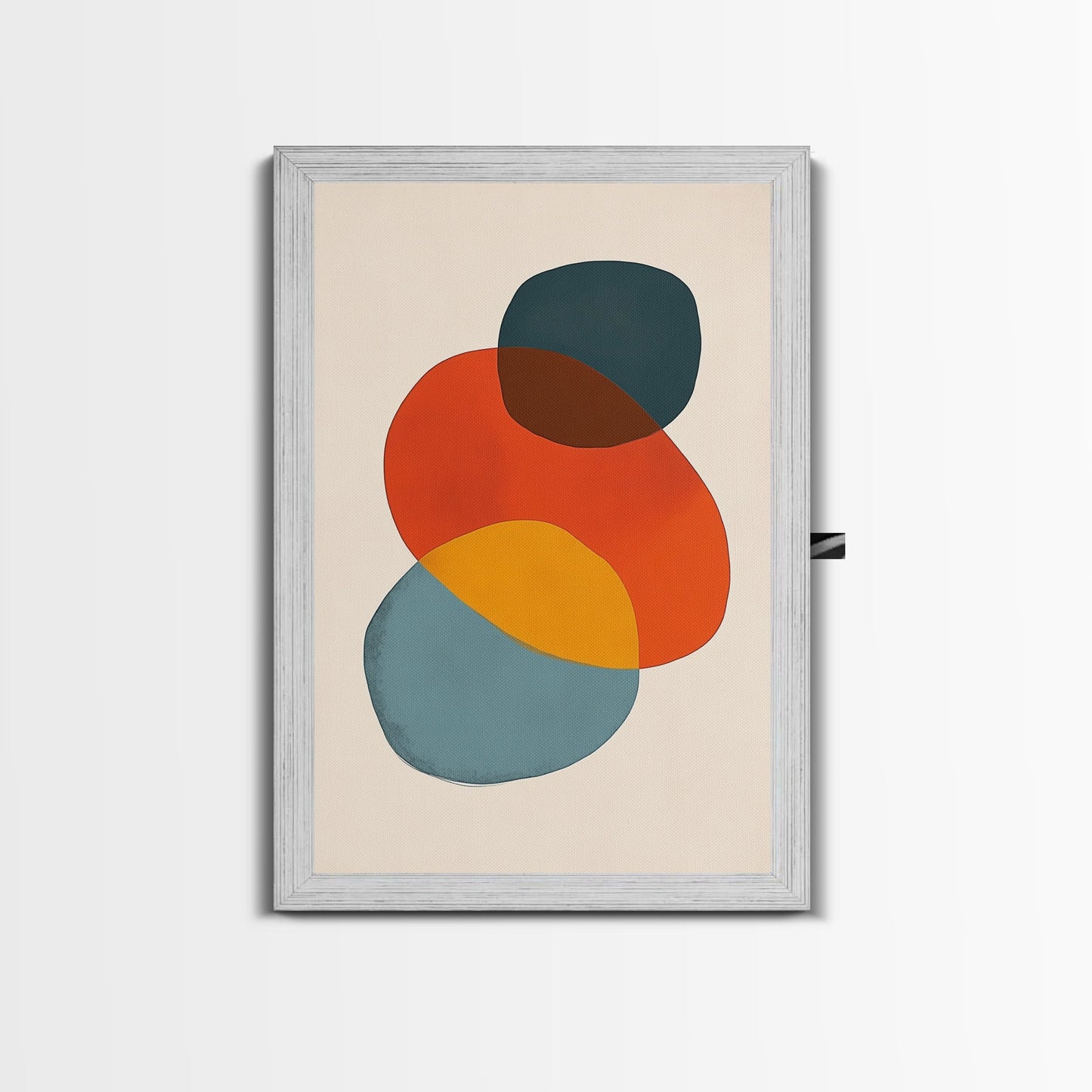 Abstract Geometric Print, White Background Modern Abstract Art, Mid-Century Modern Art, Red Blue and Yellow Art Ready To Hang