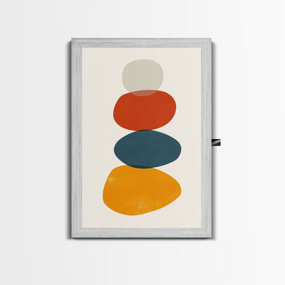 Watercolor Print Of A Cairn, Rock Stack Canvas Print, Mid Century Modern Art, Cairn Art, White Background Boho Living Room Decor