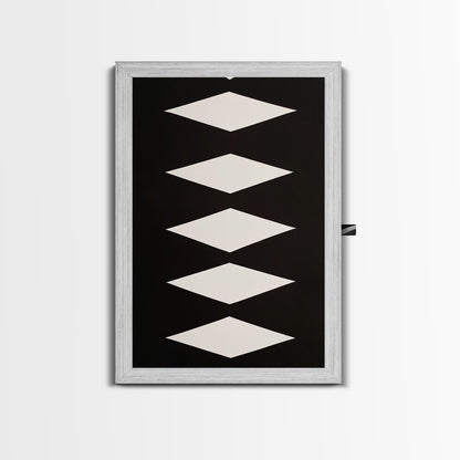 White Diamonds Geometric Aztec Terracota Canvas Print, Modern Farmhouse, Southwestern Art, Arizona Art, Black and White Wall Art
