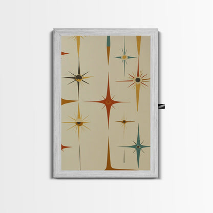 Mid Century Modern Atomic Starburst Retro Wall Art - Atomic Decor - Canvas Print - 50s Style Wall Art - MCM Mid Century Modern Art