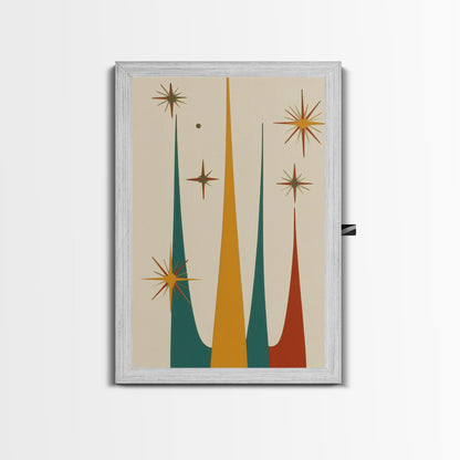 Retro Mid Century Modern Star Burst, 1950s Style Wall Art, Canvas Print, Star Burst Canvas, Retro Home Decor, Starburst Wall Art