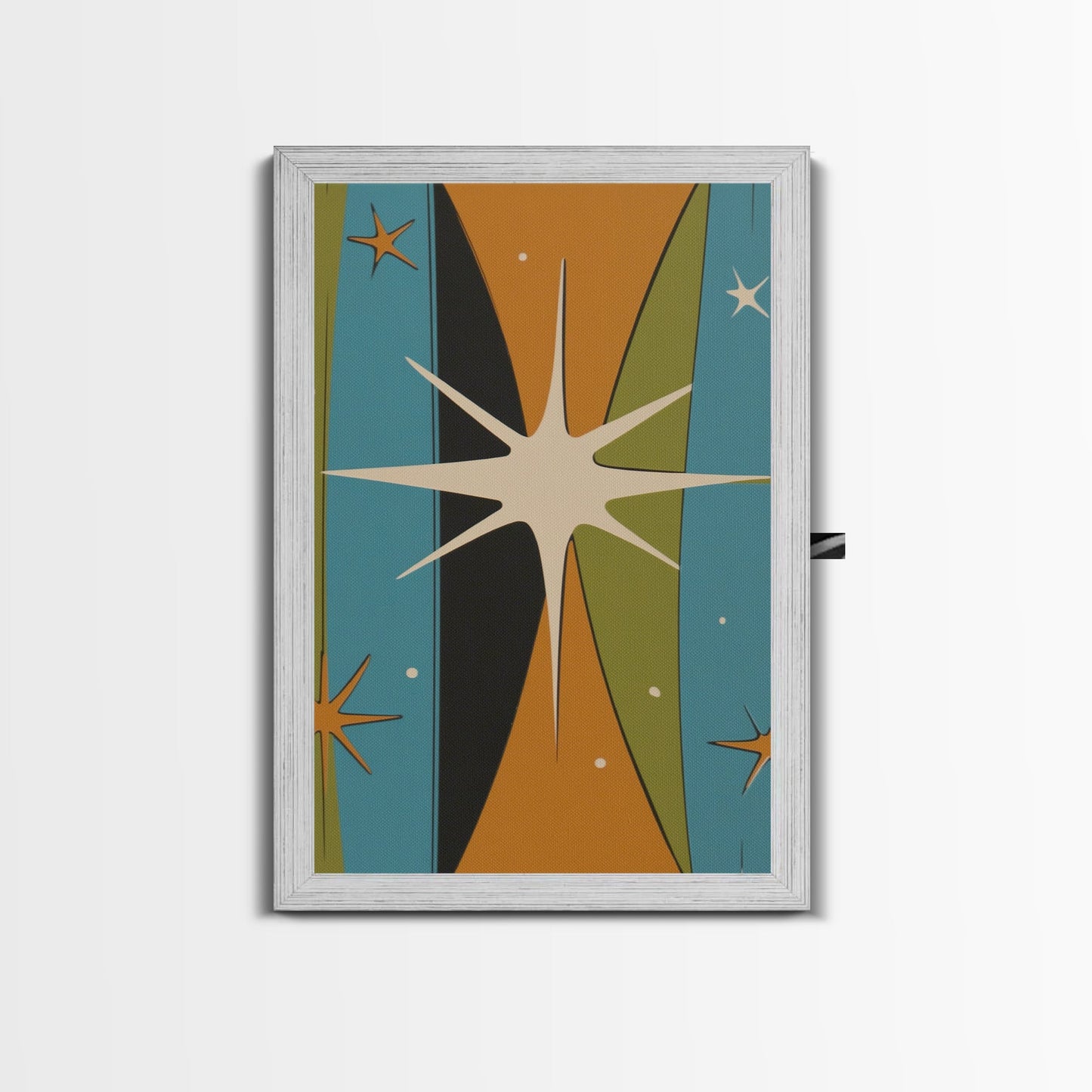 Atomic Age 1950s Style Retro Starburst, Pastel Colors, Canvas Print, MCM Wall Art Home Decor