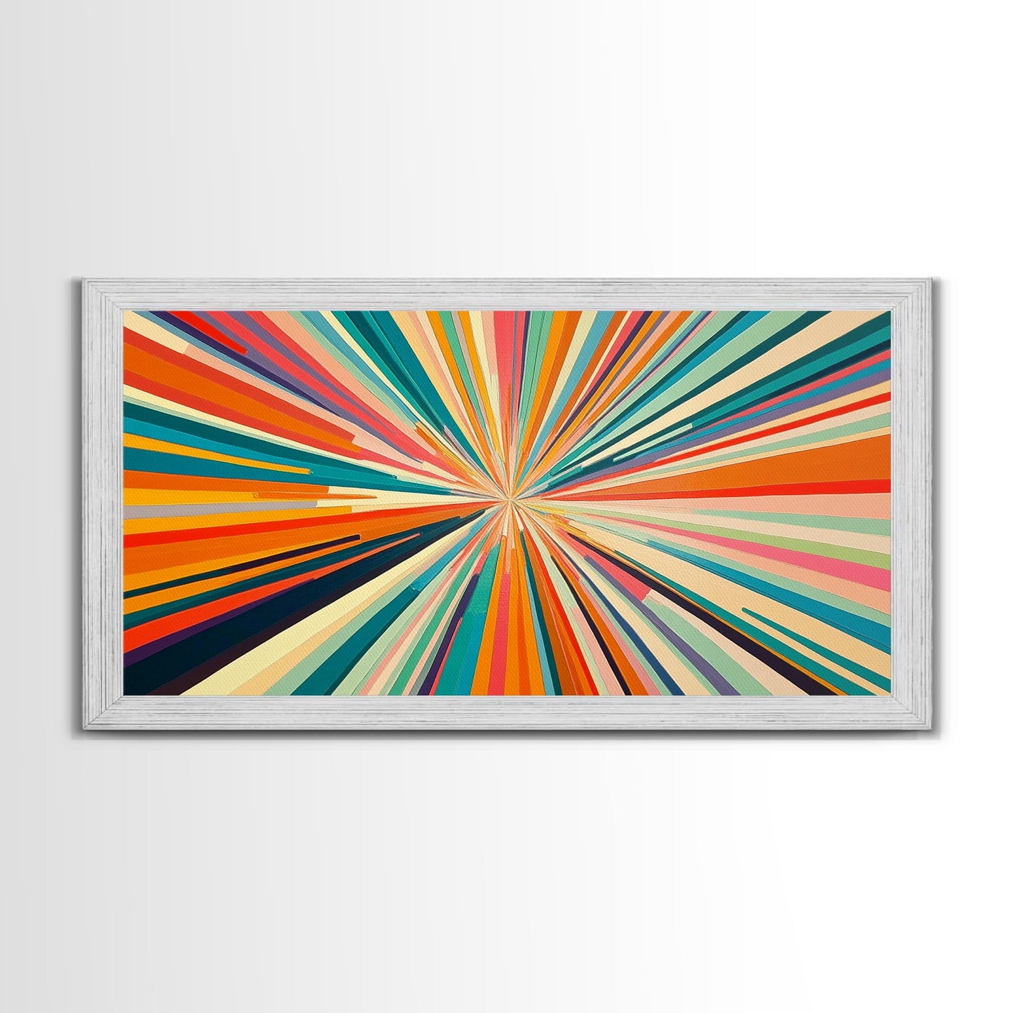 Sunburst Canvas Wall Art Canvas Print | Horizontal Pastel Color Sunset Print | Panoramic Abstract MCM Style Wall Art | Large Wide Print