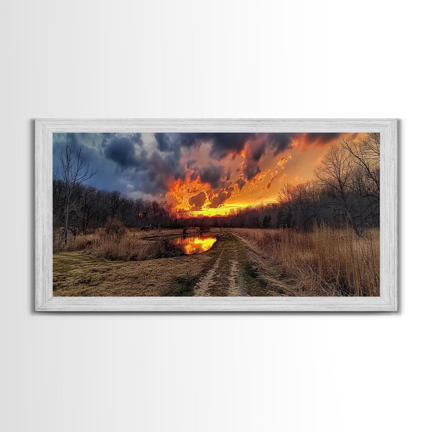 Country Roads, Framed Canvas Print, East Texas Photography Style Wall Art, Panoramic Wall Art, Rustic Farmhouse Decor