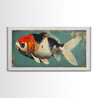 Gold Fish Painting Print, Wood Framed Canvas Print Wall Art Home Decor For Above Sofa In Living Room