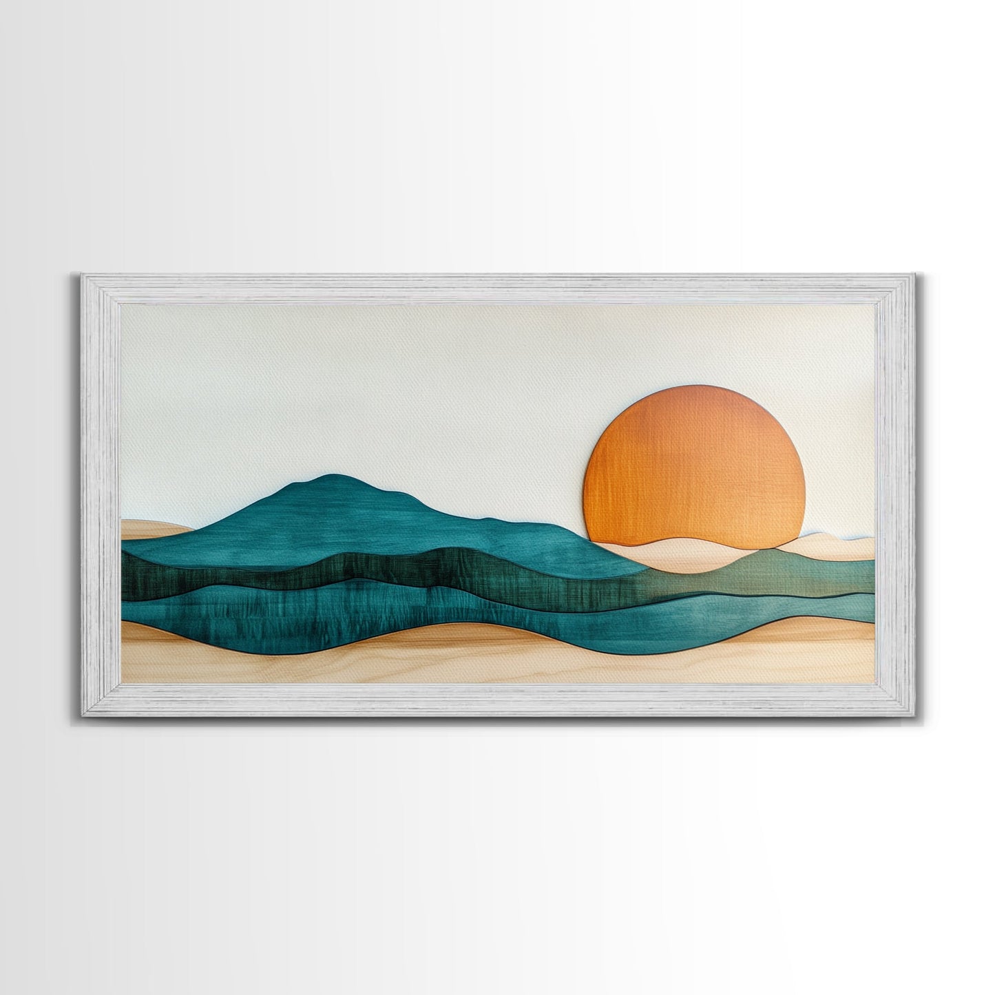 Beautiful Sunset Landscape Painting Print, Minimalist Decor, Eclectic Boho or Kitsch Wall Art