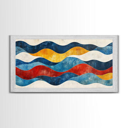 Boho Mid Century Modern Wall Art Canvas Print, Wood Frame Wall Art, Geometric Wall Art, Minimalist Wall Art, Housewarming Gift Idea