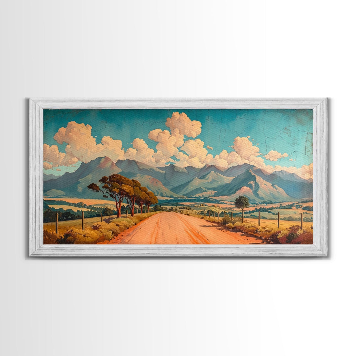 Nevada Desert Dirt Road Framed Canvas Print, Nature Print, Minimalist Wall Art, Life In The Desert, Rustic Farmhouse Above Sofa Wall Art