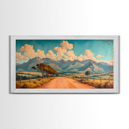 Nevada Desert Dirt Road Framed Canvas Print, Nature Print, Minimalist Wall Art, Life In The Desert, Rustic Farmhouse Above Sofa Wall Art