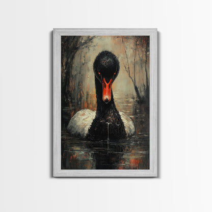Evil Black Swan Painting Print, Gothic Home Decor, Halloween Decor, Spooky Season Wall Art, Black Swan Painting, Swan Decor, Animal Prints