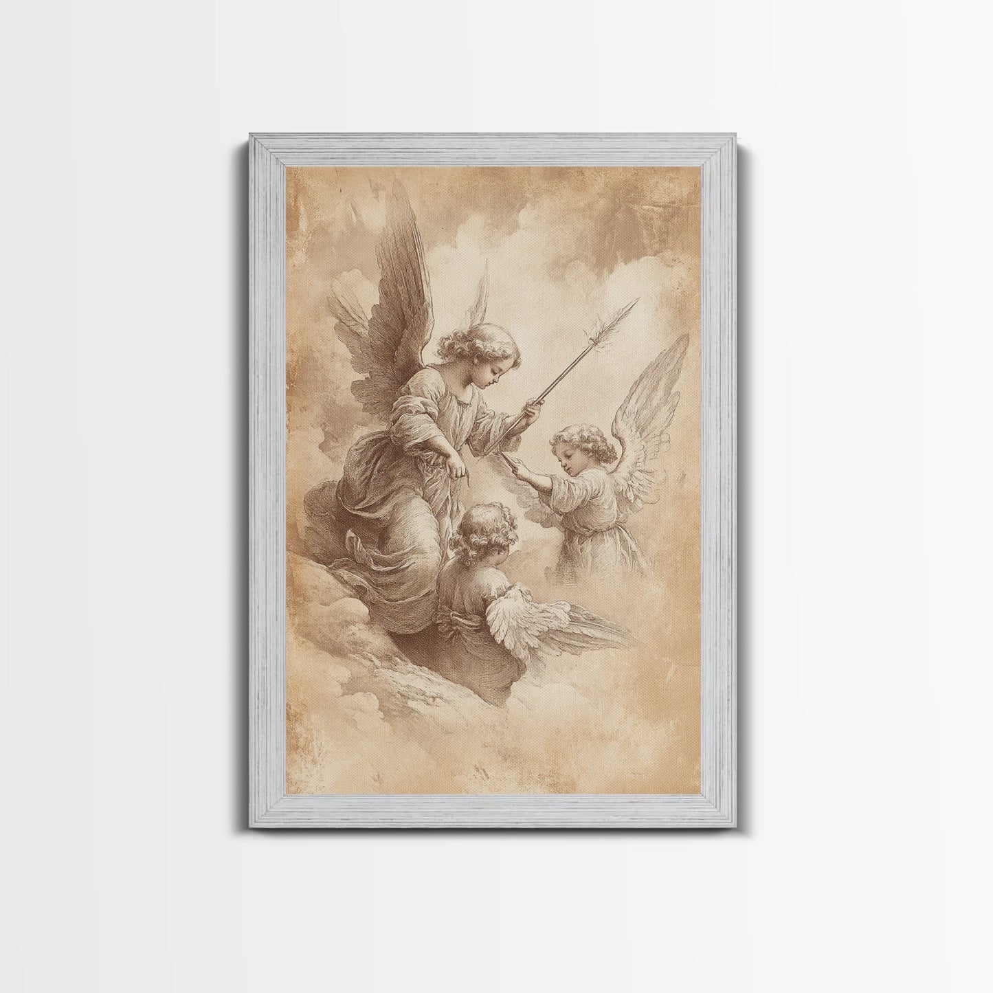 Angelic Painting Print, Framed Canvas Print, Angelic Wall Art, Abstract Angel Artwork, Personalized Gifts, Guardian Angels