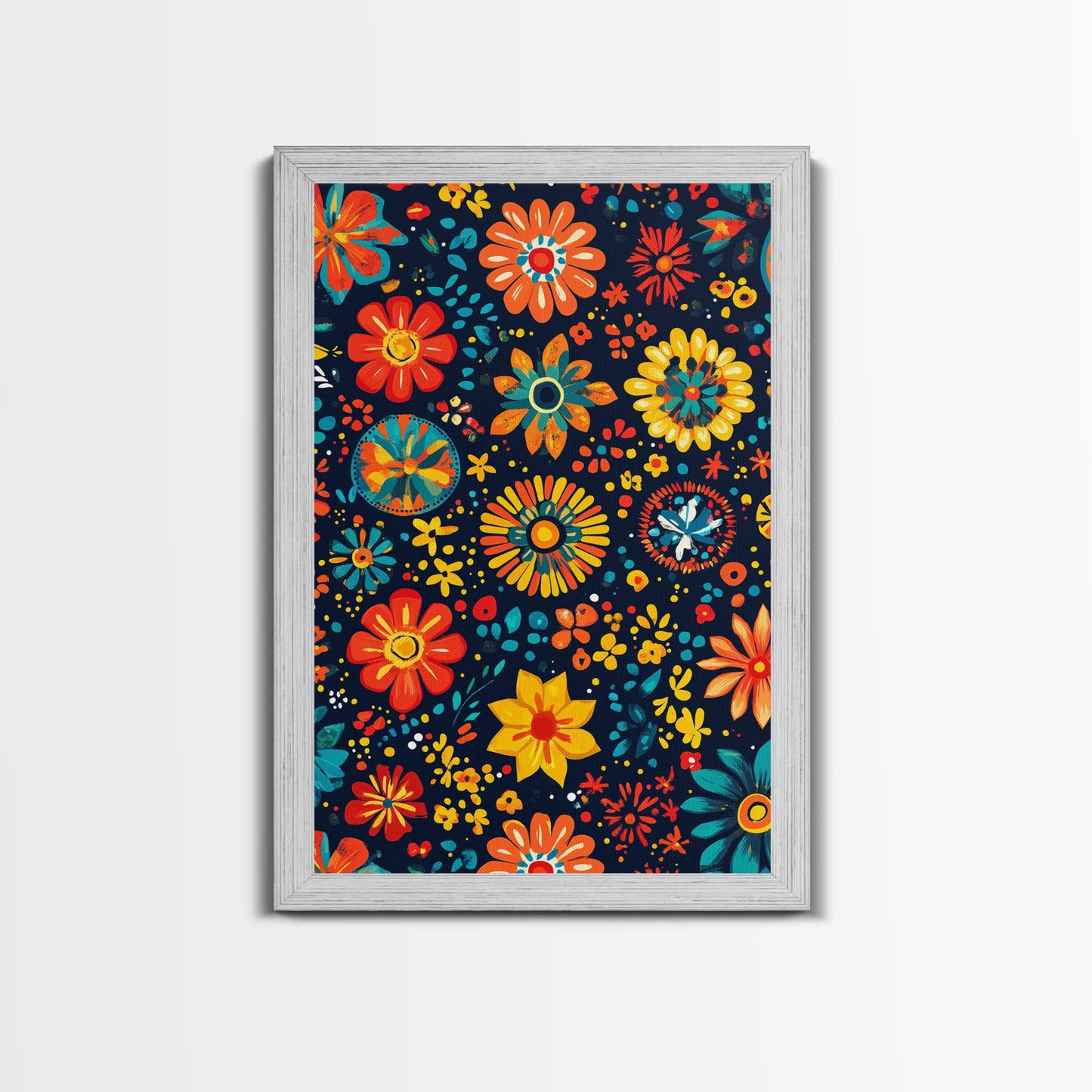 Mexican Tile Pattern Wall Art, Framed Canvas Print, Chicano Wall Art, Mexicano Wall Art, Textile Inspired Wall Decor