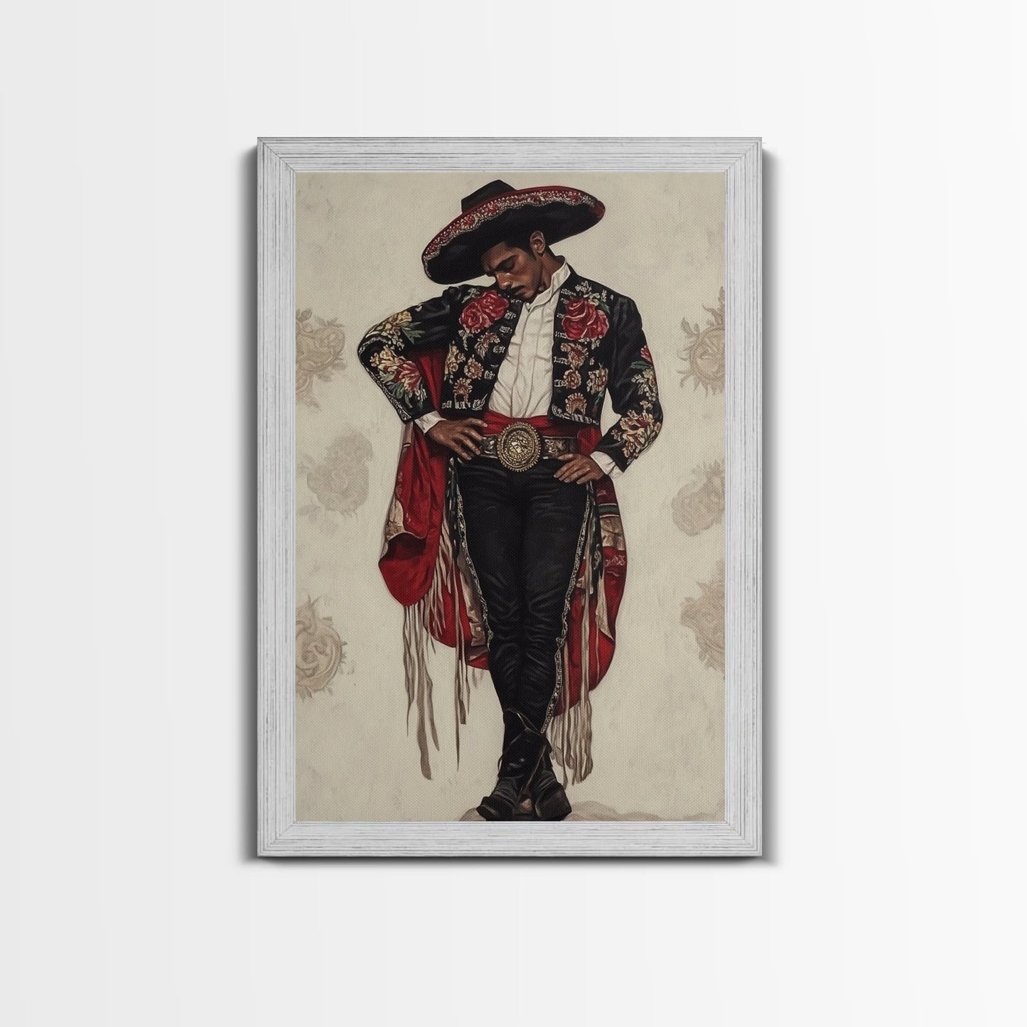 The Matador Oil Painting Canvas Print, Chicano Wall Art, Mexicano Decor, Mexican Inspired Wall Art